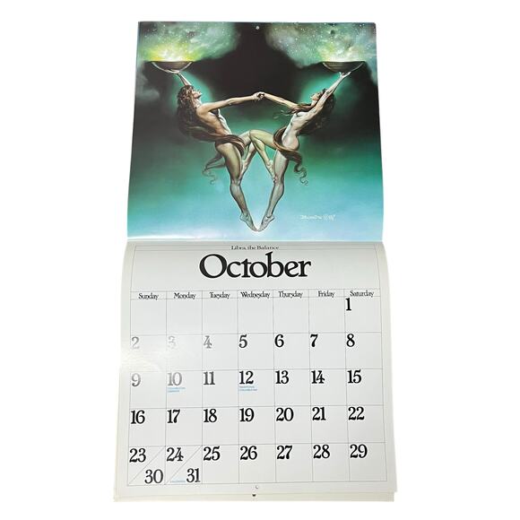 1988 Boris Vallejo Fantasy Zodiac Calendar same dates again in leap year 2044 - Picture 12 of 15